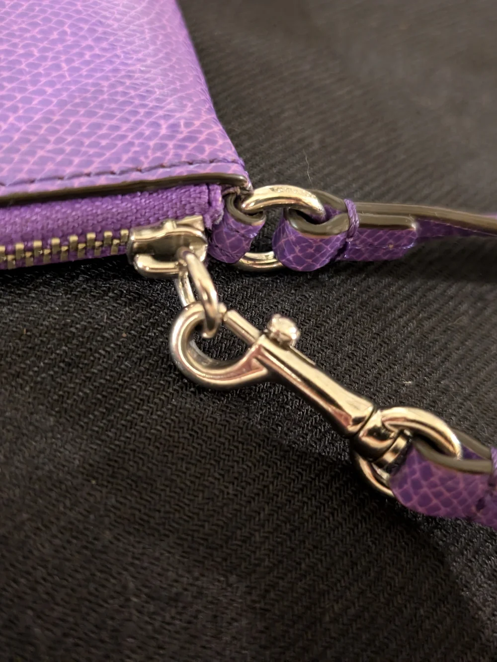 Coach Purple Pebbled Leather Wristlet